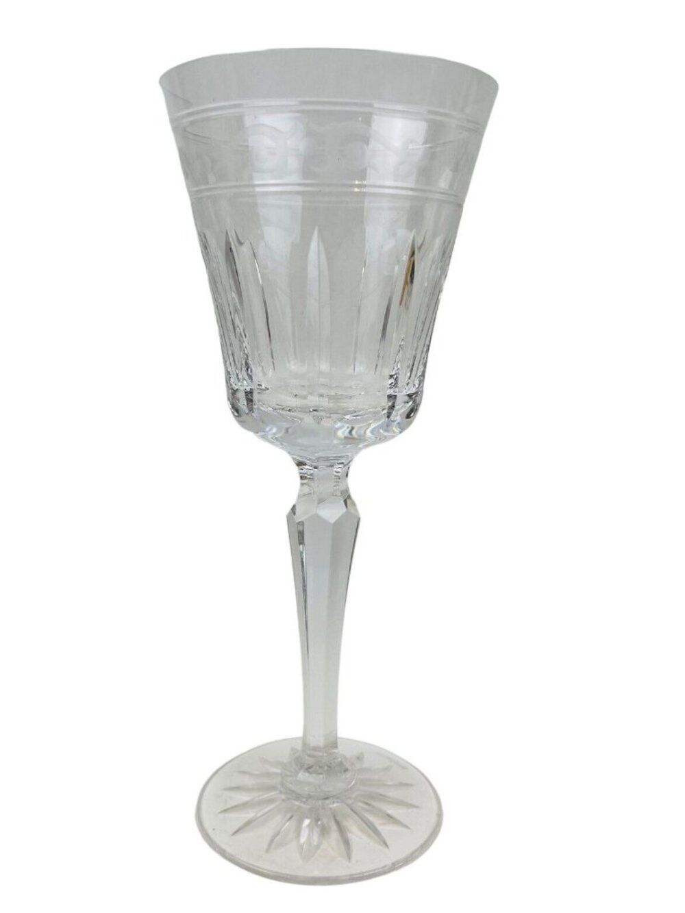 Wedgwood Monarch Crystal Water Wine Stem Glass Goblet 8 7/8" Etched Heavy Vtg